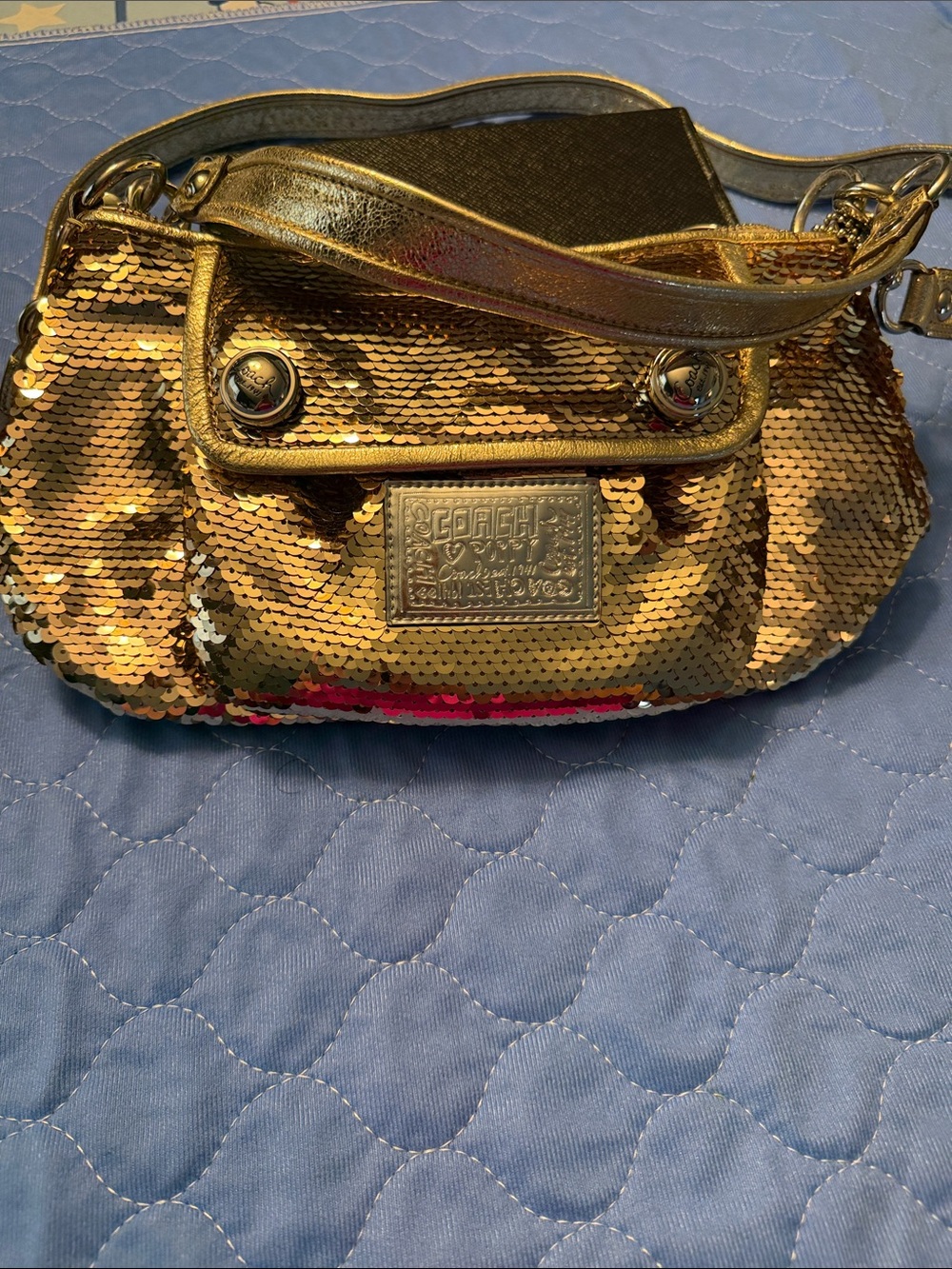 Coach Gold Sequin Mini Shoulder Bag